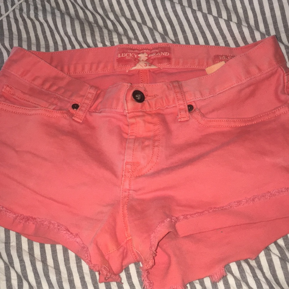 Lucky brand pink jean shorts.